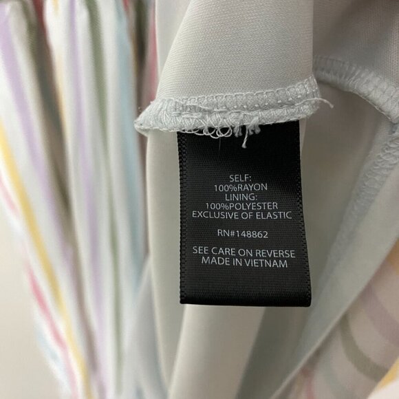 Torrid Ruffle Strap Midi Challis Pastel Smocked Striped Dress Size 0 or Large - Picture 5 of 9
